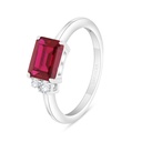 Sterling Silver 925 Ring Rhodium Plated Embedded With Ruby Corundum And White Zircon