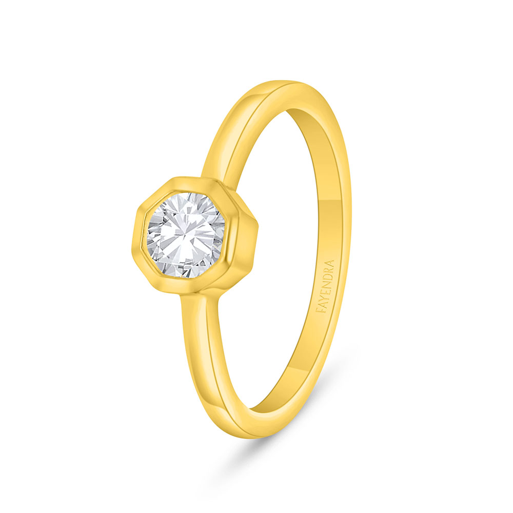 Sterling Silver 925 Ring Golden Plated Embedded With White Zircon