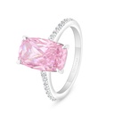 Sterling Silver 925 Ring Rhodium Plated Embedded With pink Zircon And White Zircon