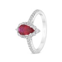 Sterling Silver 925 Ring Rhodium Plated Embedded With Ruby Corundum And White Zircon