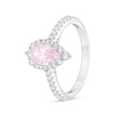 Sterling Silver 925 Ring Rhodium Plated Embedded With pink Zircon And White Zircon