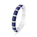 Sterling Silver 925 Ring Rhodium Plated Embedded With Sapphire Corundum 