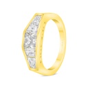 Sterling Silver 925 Ring Golden Plated Embedded With White Zircon