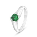 Sterling Silver 925 Ring Rhodium Plated Embedded With Emerald Zircon 