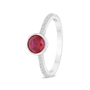 Sterling Silver 925 Ring Rhodium Plated Embedded With Ruby Corundum And White Zircon