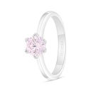 Sterling Silver 925 Ring Rhodium Plated Embedded With Pink Zircon