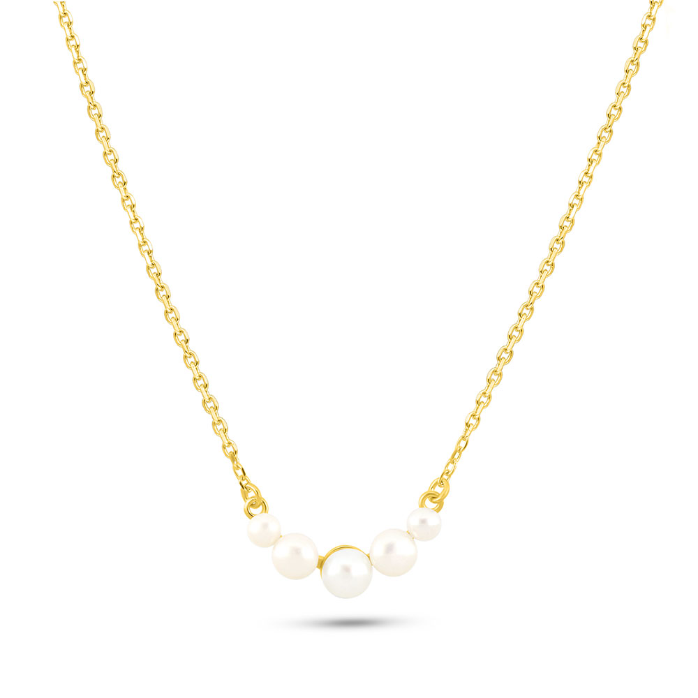 Sterling Silver 925 Necklace Golden Plated Embedded With Fresh Water Pearl