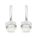 Sterling Silver 925 Earring Rhodium Plated Embedded With Fresh Water Pearl