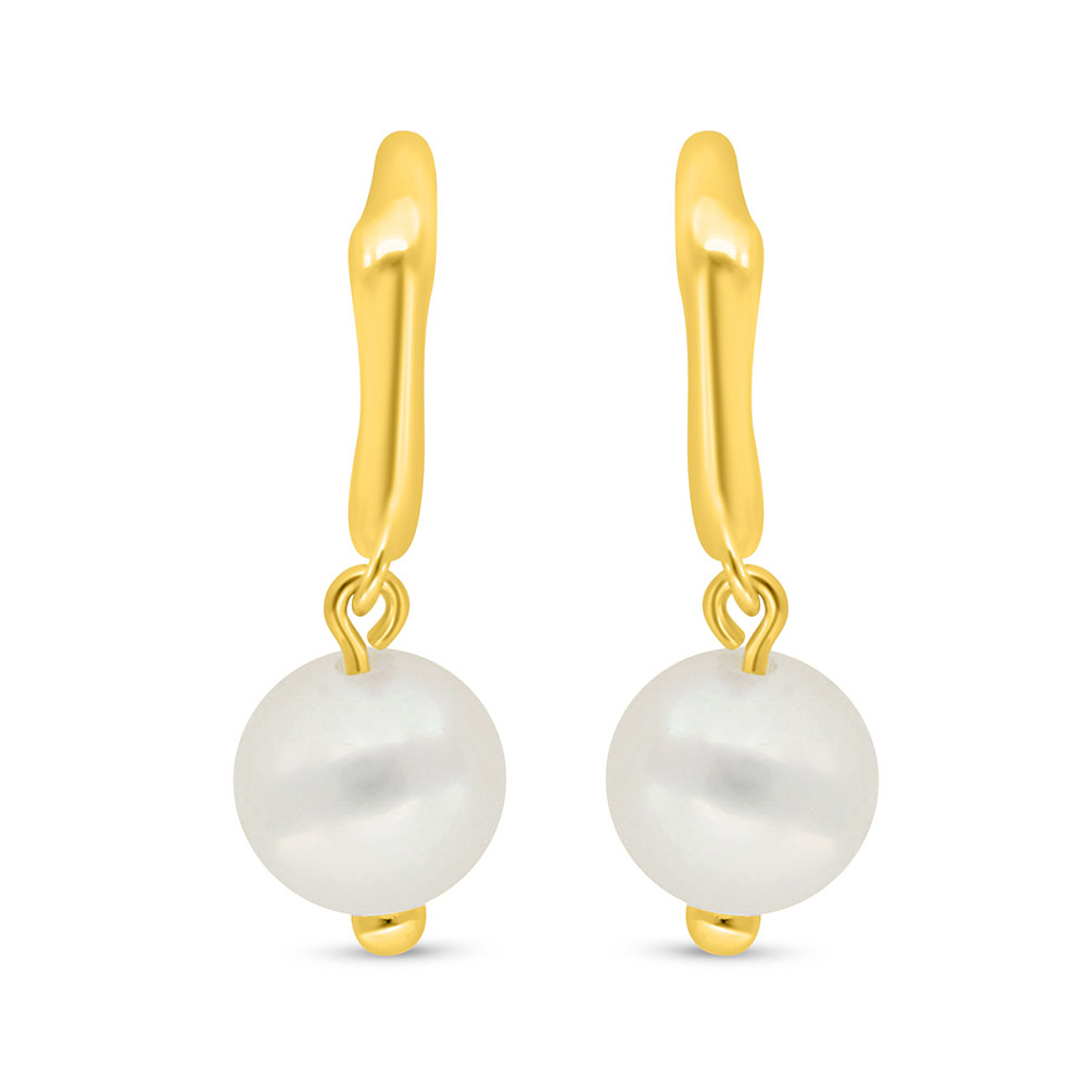 Sterling Silver 925 Earring Golden Plated Embedded With Fresh Water Pearl