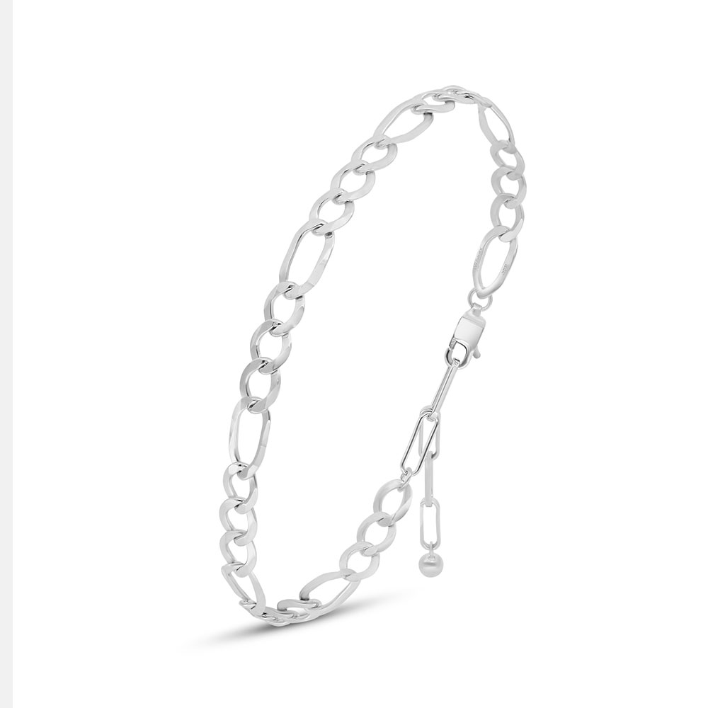 Sterling Silver 925 Bracelet, Rhodium Plated For Men