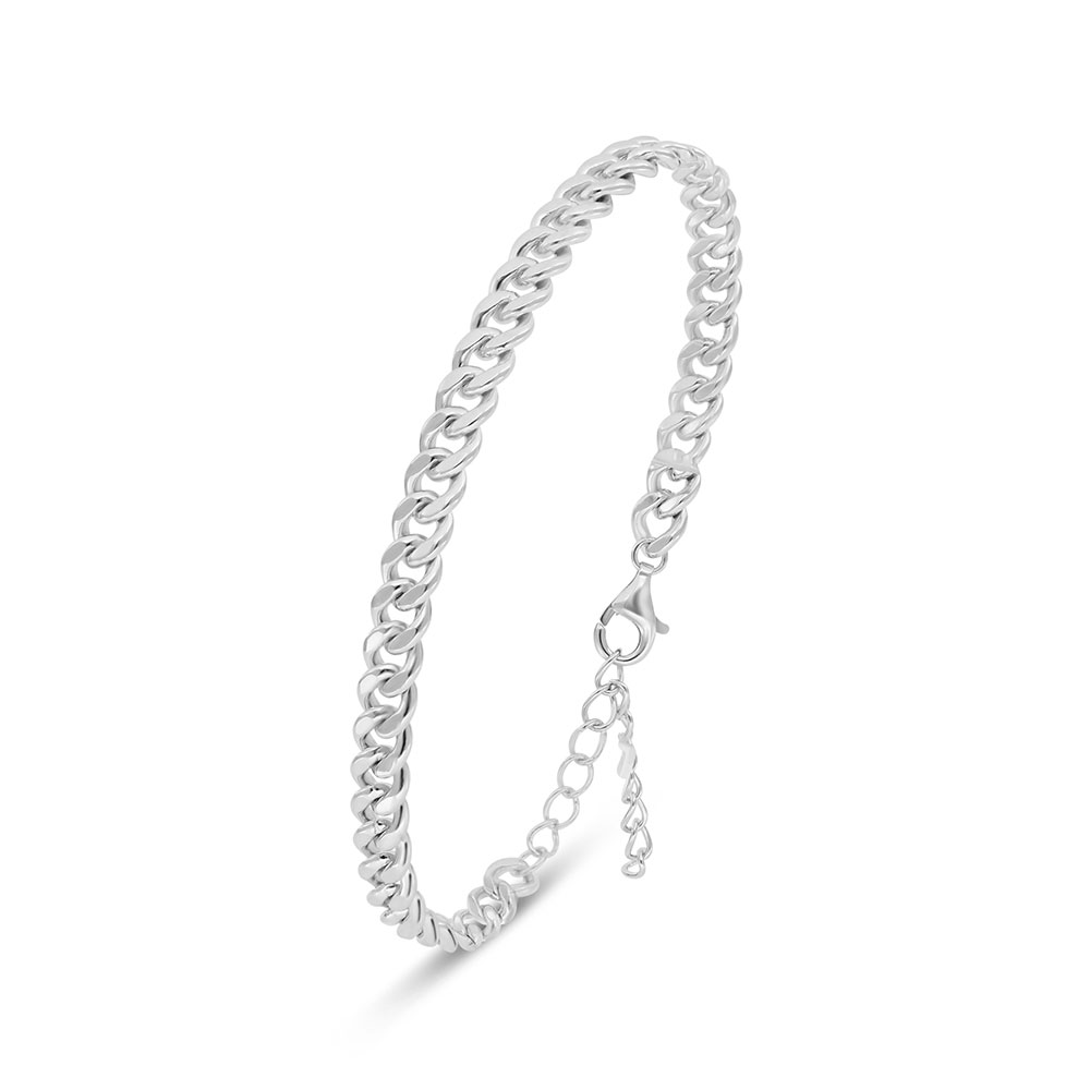 Sterling Silver 925 Bracelet, Rhodium Plated For Men