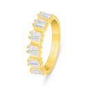 Sterling Silver 925 Ring Golden Plated Embedded With White Zircon