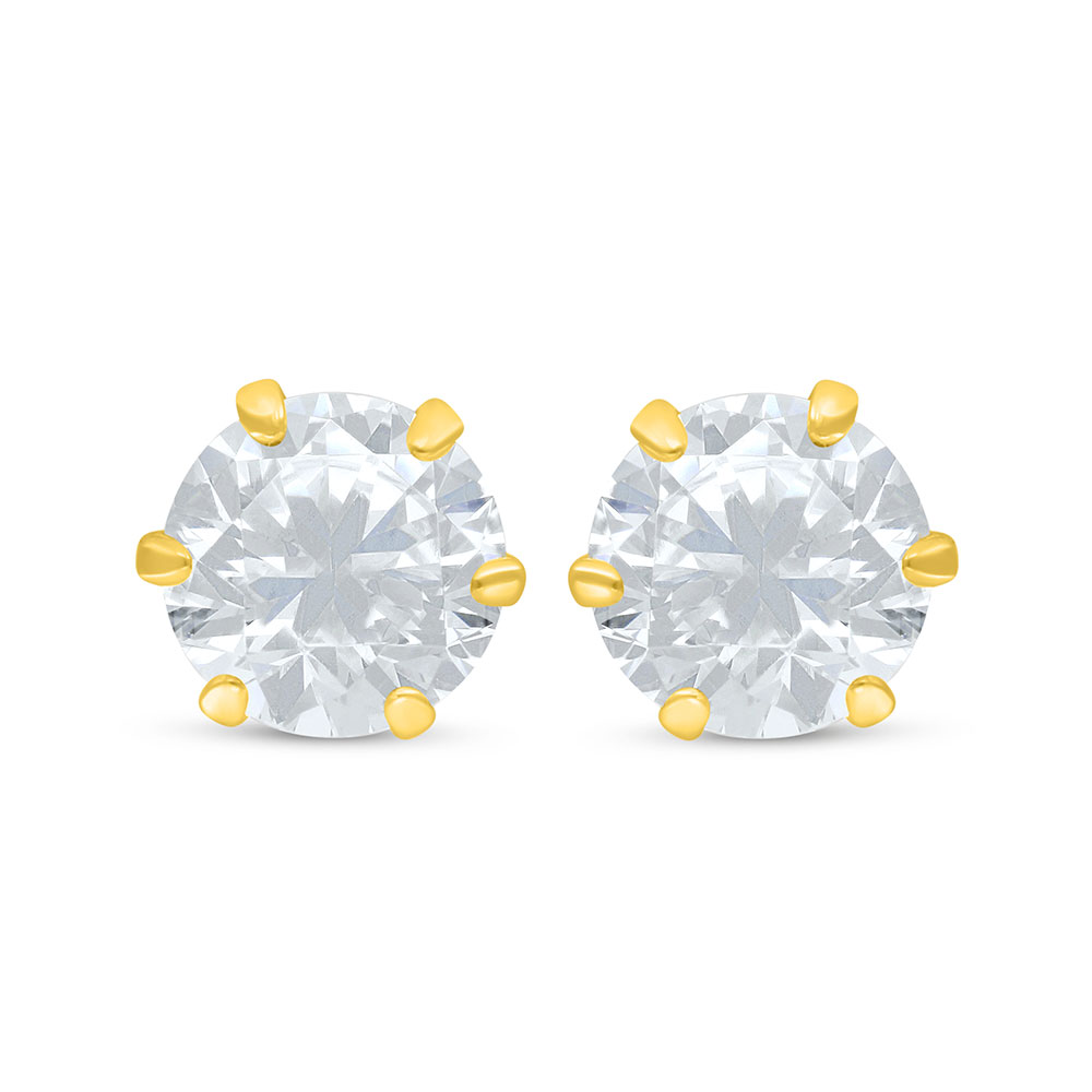 Sterling Silver 925 Earring Golden Plated Embedded With White Zircon