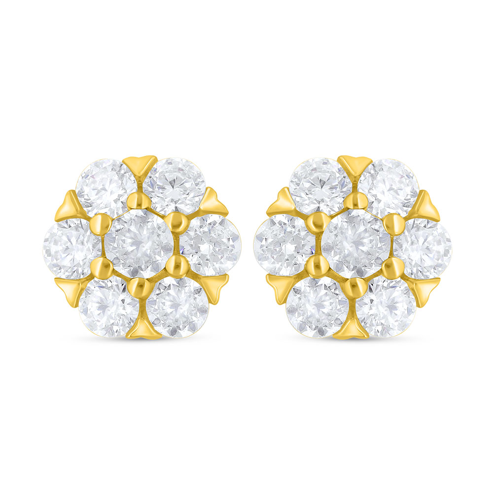 Sterling Silver 925 Earring Golden Plated Embedded With White Zircon