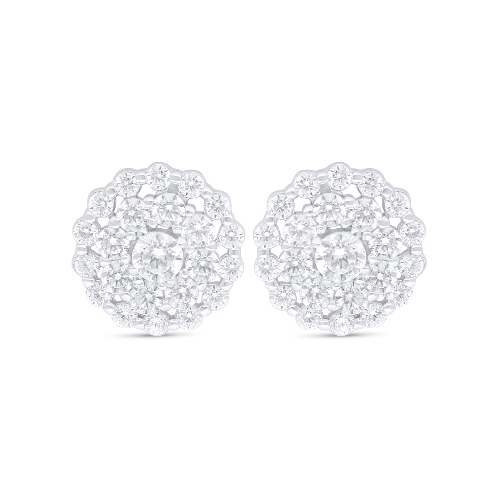 Sterling Silver 925 Earring Rhodium Plated Embedded With White Zircon