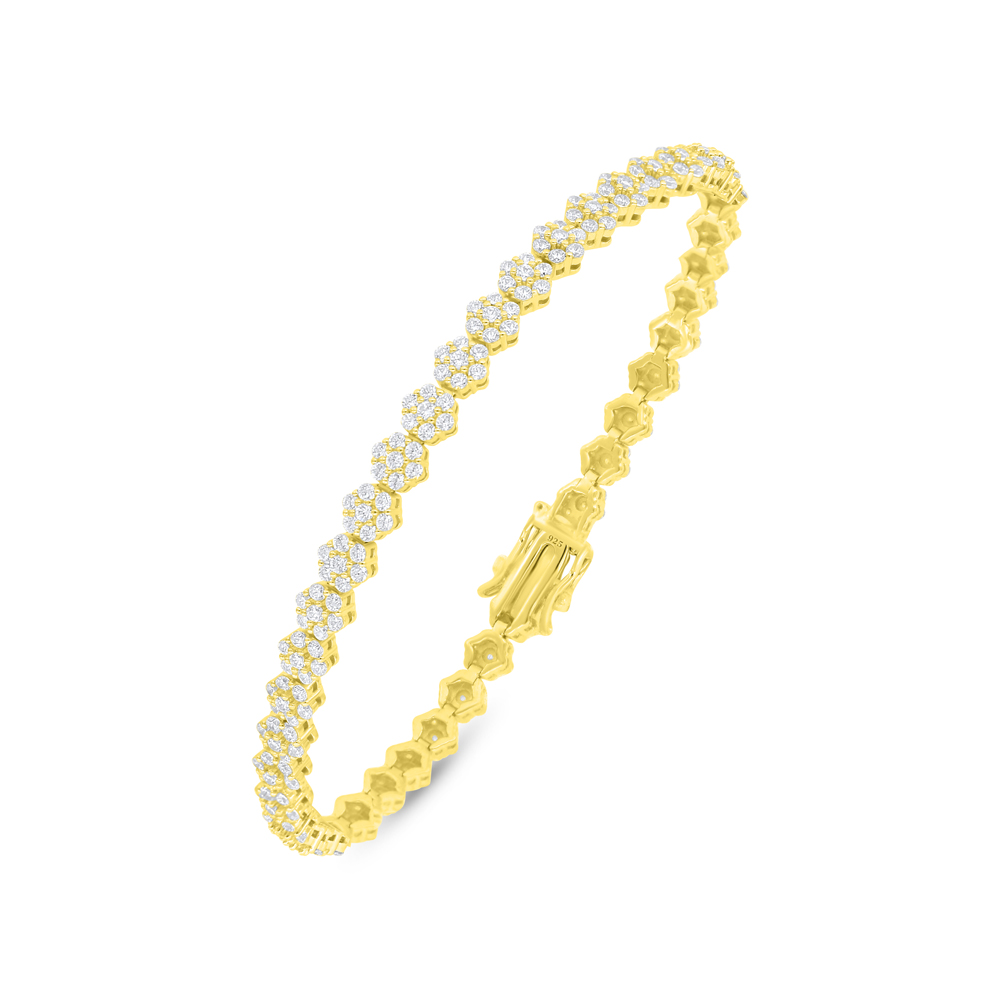 Sterling Silver 925 Bracelet Golden Plated Embedded With White Zircon