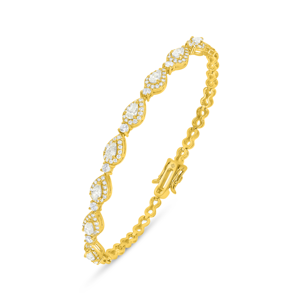 Sterling Silver 925 Bracelet Golden Plated Embedded With Yellow Diamond And White Zircon