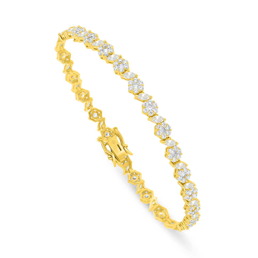 Sterling Silver 925 Bracelet Golden Plated Embedded With White Zircon