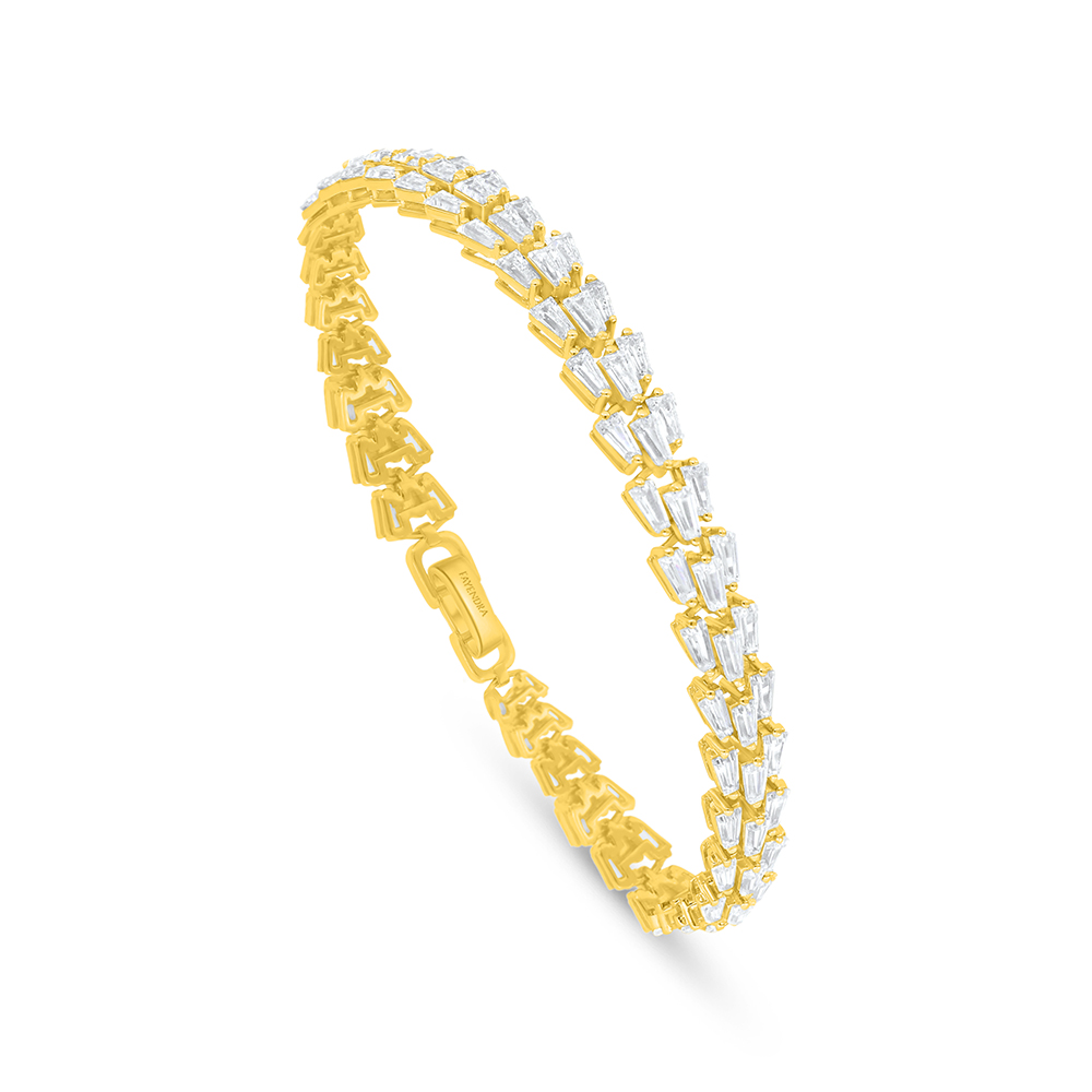 Sterling Silver 925 Bracelet Golden Plated Embedded With White Zircon