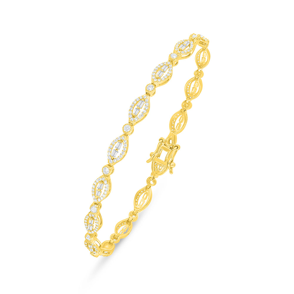 Sterling Silver 925 Bracelet Golden Plated Embedded With White Zircon