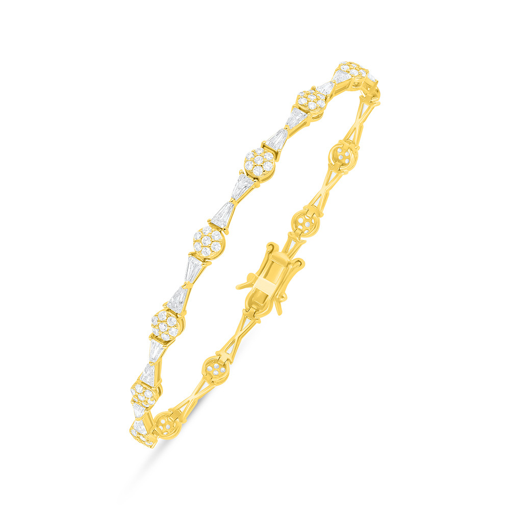 Sterling Silver 925 Bracelet Golden Plated Embedded With White Zircon