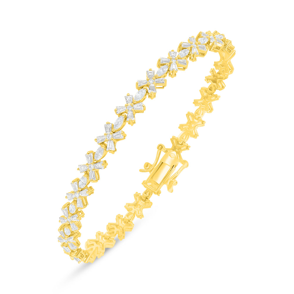 Sterling Silver 925 Bracelet Golden Plated Embedded With White Zircon