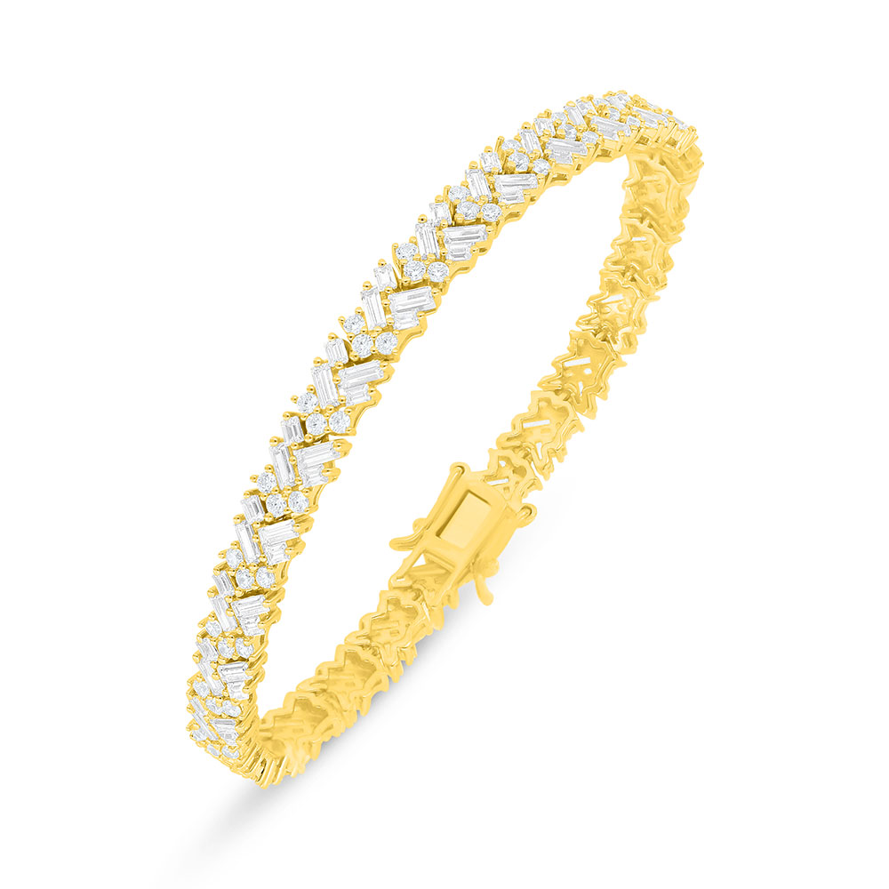 Sterling Silver 925 Bracelet Golden Plated Embedded With White Zircon