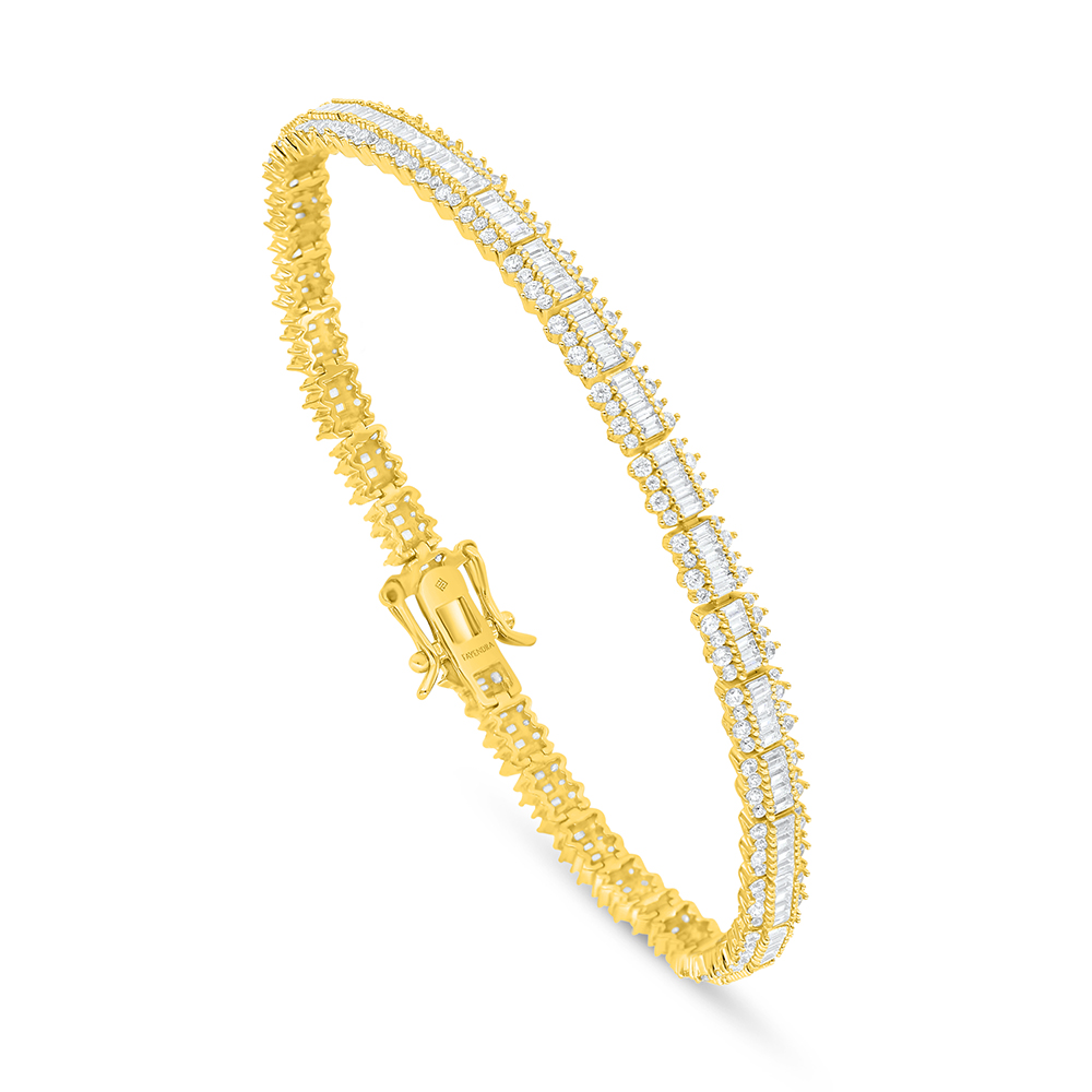 Sterling Silver 925 Bracelet Golden Plated Embedded With White Zircon