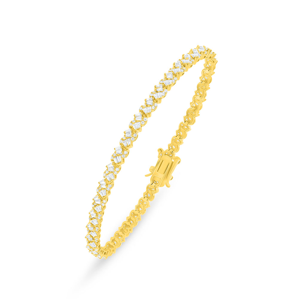 Sterling Silver 925 Bracelet Golden Plated Embedded With White Zircon