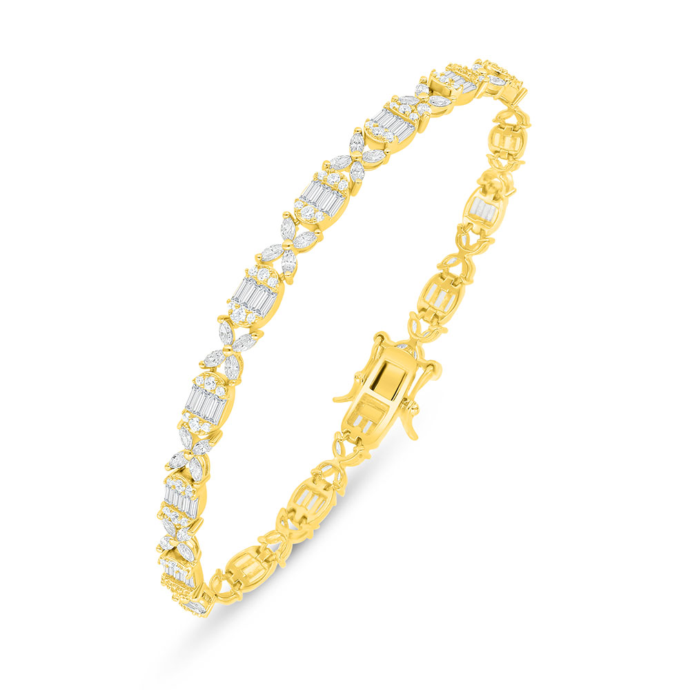 Sterling Silver 925 Bracelet Golden Plated Embedded With White Zircon