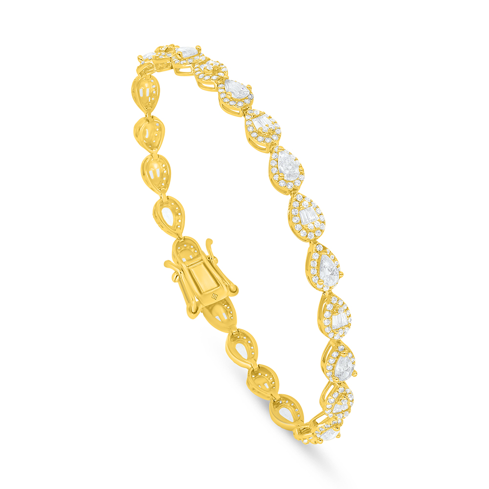 Sterling Silver 925 Bracelet Golden Plated Embedded With White Zircon