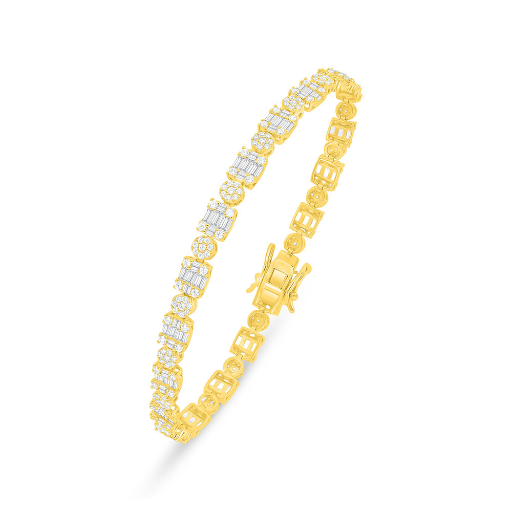 Sterling Silver 925 Bracelet Golden Plated Embedded With White Zircon