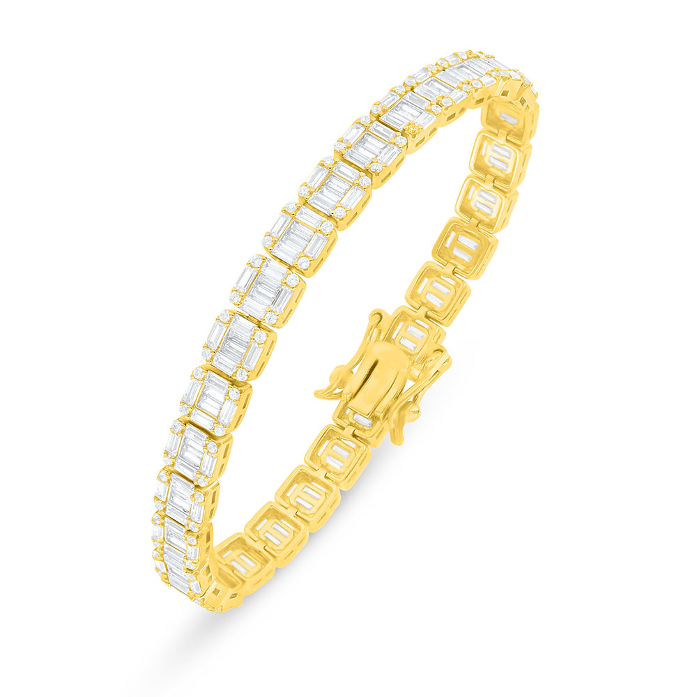 Sterling Silver 925 Bracelet Golden Plated Embedded With White Zircon