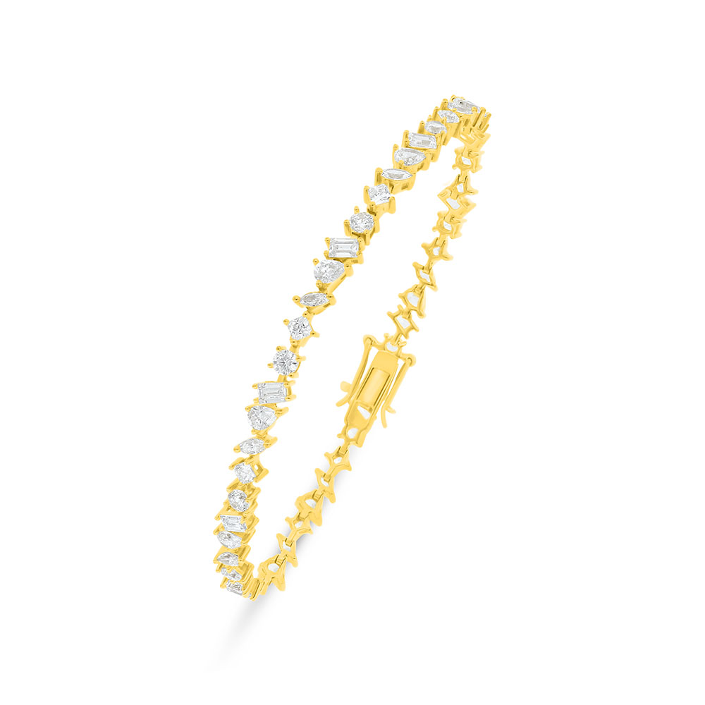 Sterling Silver 925 Bracelet Golden Plated Embedded With White Zircon