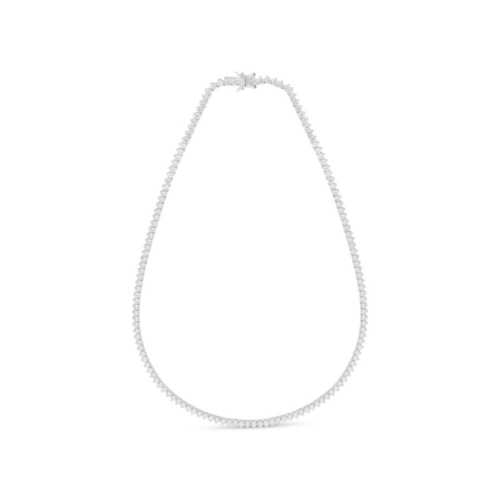 Sterling Silver 925 Necklace Rhodium Plated Embedded With White Zircon