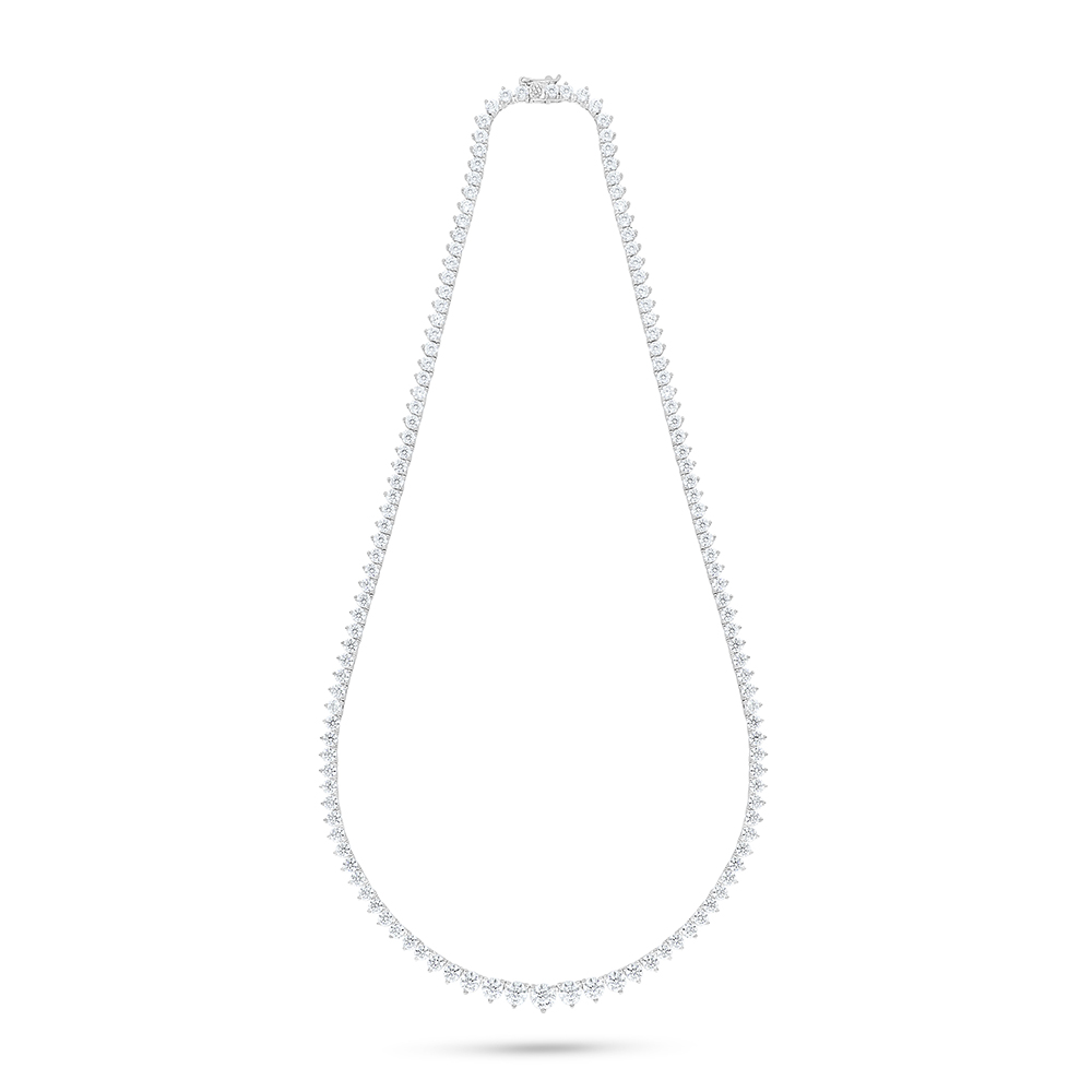 Sterling Silver 925 Necklace Rhodium Plated Embedded With White Zircon