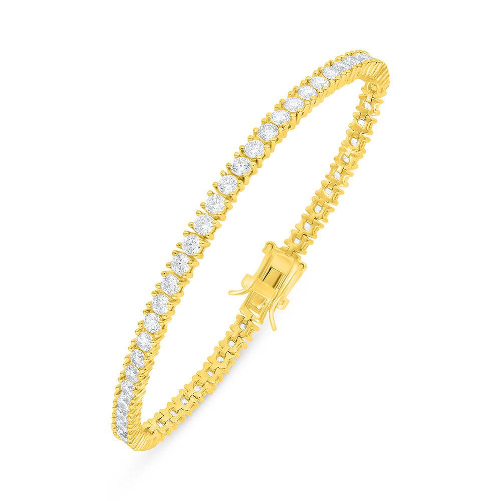 Sterling Silver 925 Bracelet Golden Plated Embedded With White Zircon