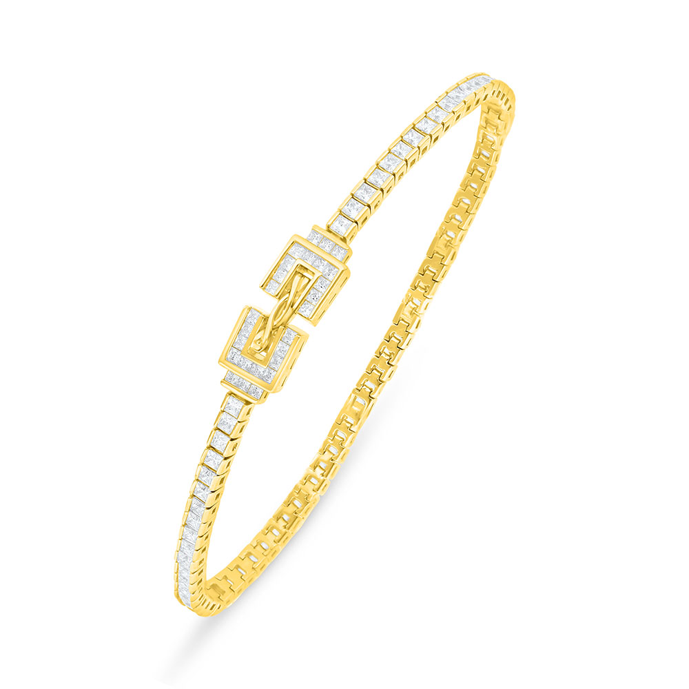 Sterling Silver 925 Bracelet Golden Plated Embedded With White Zircon