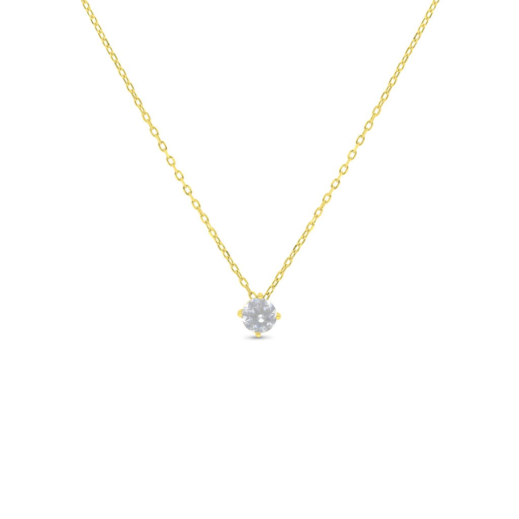 Sterling Silver 925 Necklace Golden Plated Embedded With White Zircon