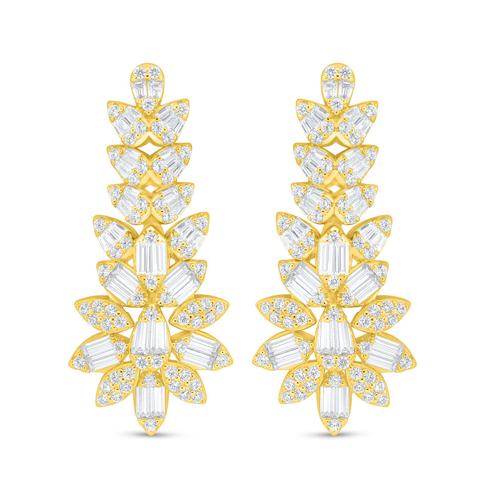 Sterling Silver 925 Earring Golden Plated Embedded With White Zircon