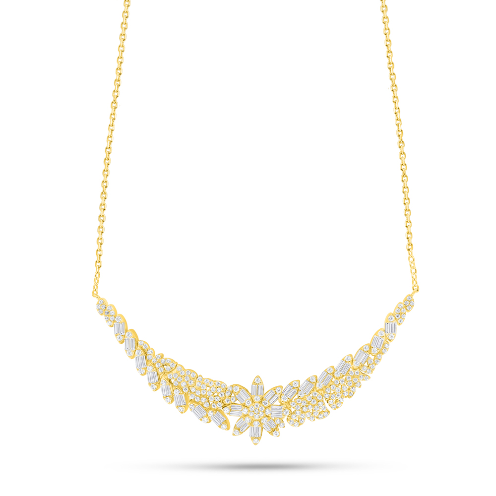 Sterling Silver 925 Necklace Golden Plated Embedded With White Zircon