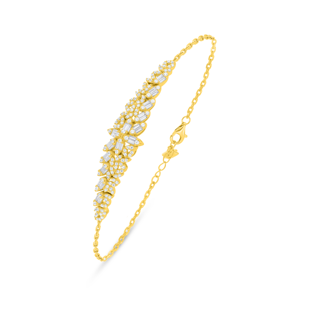 Sterling Silver 925 Bracelet Golden Plated Embedded With Yellow Diamond 