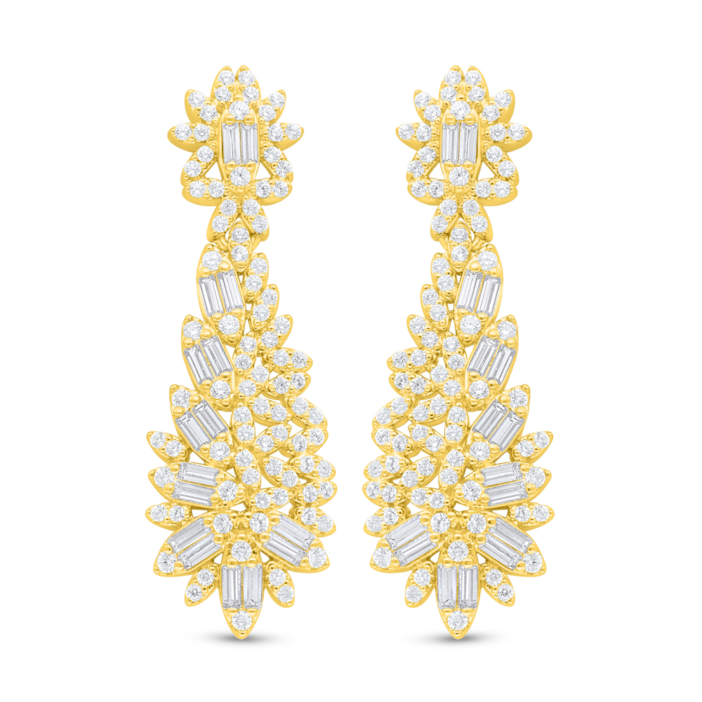 Sterling Silver 925 Earring Golden Plated Embedded With White Zircon