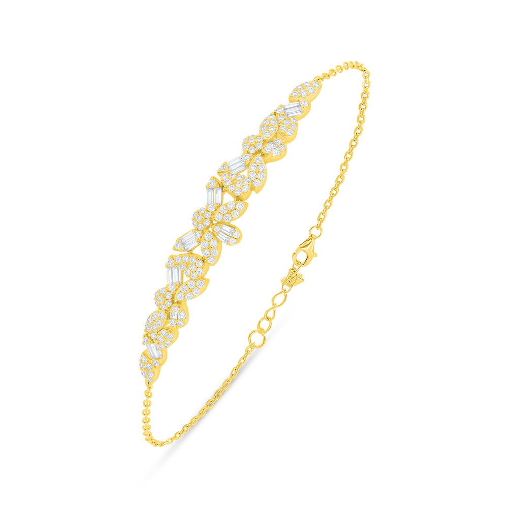 Sterling Silver 925 Bracelet Golden Plated Embedded With White Zircon