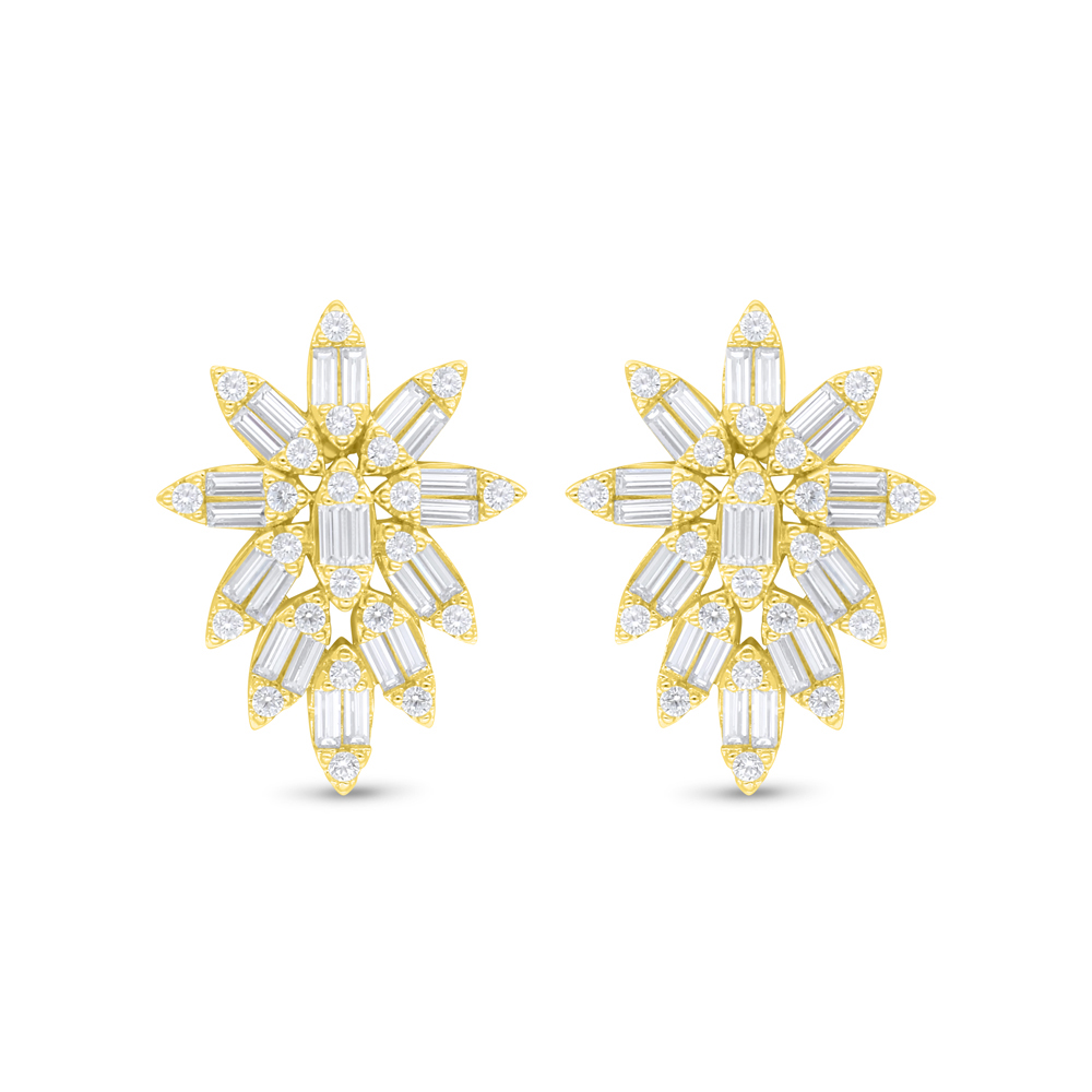Sterling Silver 925 Earring Golden Plated Embedded With White Zircon