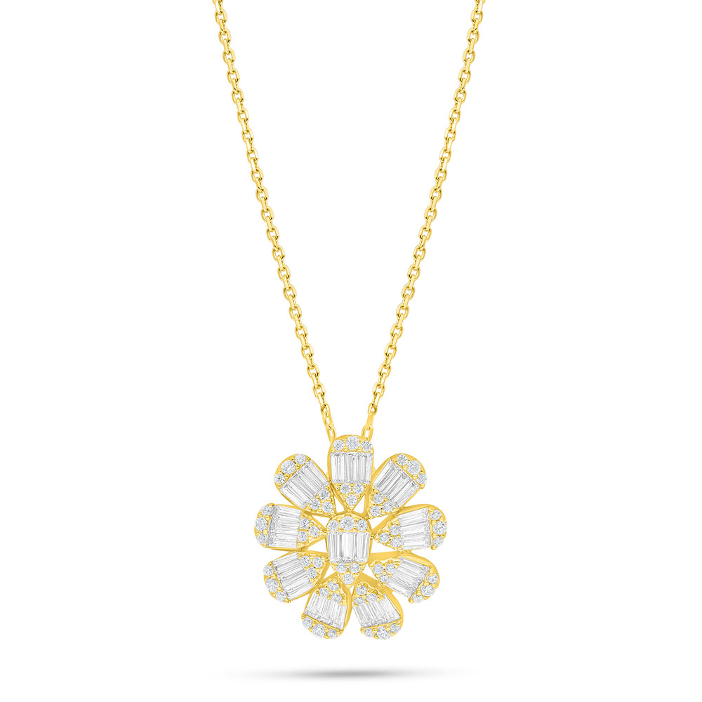 Sterling Silver 925 Necklace Golden Plated Embedded With White Zircon