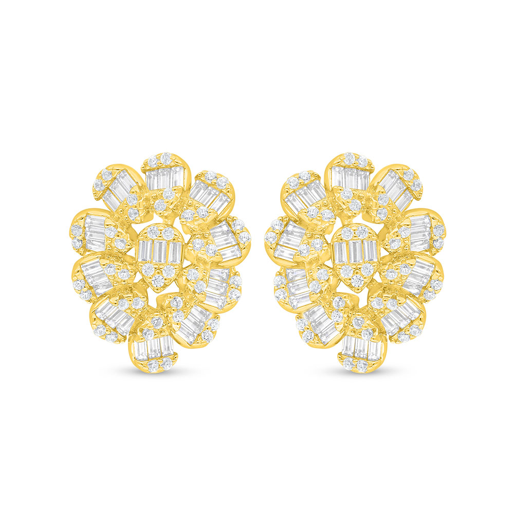 Sterling Silver 925 Earring Golden Plated Embedded With White Zircon