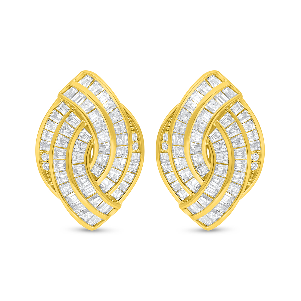 Sterling Silver 925 Earring Golden Plated Embedded With White Zircon