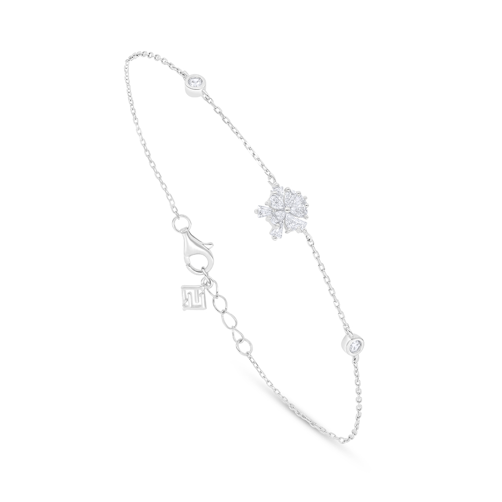 Sterling Silver 925 Bracelet Rhodium Plated Embedded With White Zircon