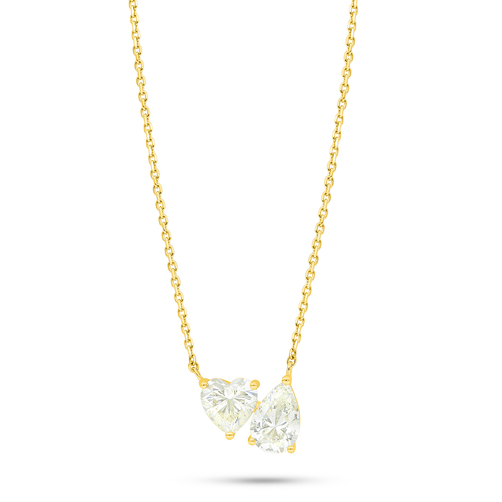 Sterling Silver 925 Necklace Golden Plated Embedded With Yellow Diamond 